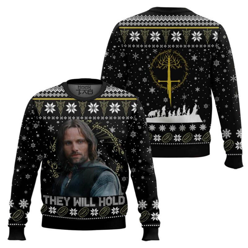 Hooktab Aragorn They Will Hold The Lord Of The Rings Ugly Christmas Sweater Hooktab Aragorn They Will Hold The Lord Of The Rings Ugly Christmas Sweater