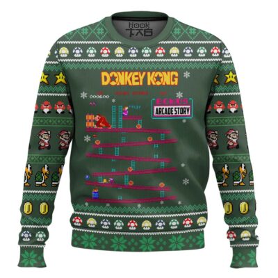 Hooktab Arcade Story Donkey Kong - Custom Name Ugly Christmas Sweater