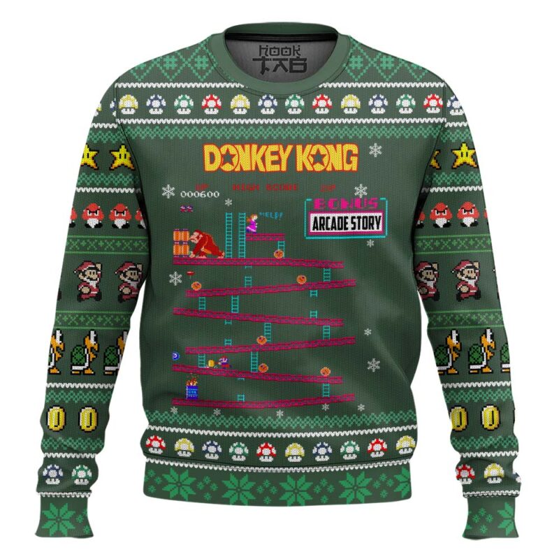 Hooktab Arcade Story Donkey Kong - Custom Name Ugly Christmas Sweater