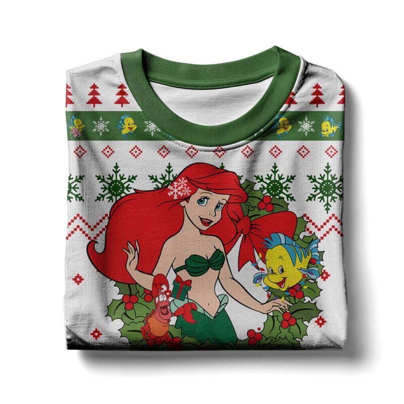 Hooktab Ariel The Little Mermaid Ugly Christmas Sweater Hooktab Ariel The Little Mermaid Ugly Christmas Sweater