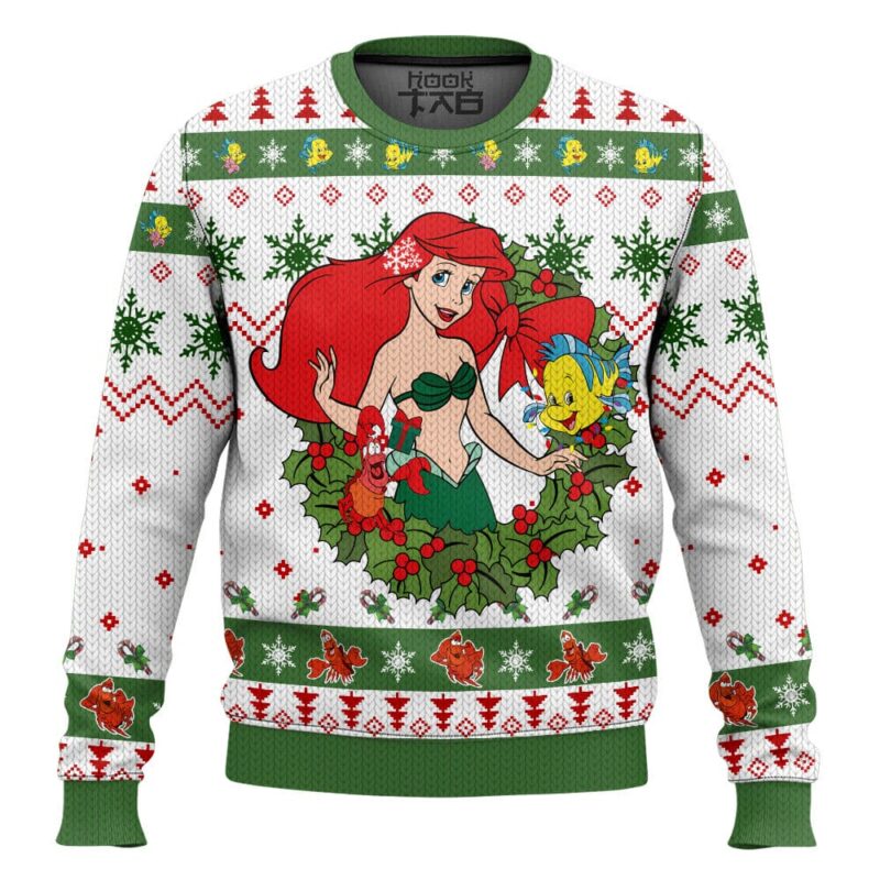Hooktab Ariel The Little Mermaid Ugly Christmas Sweater