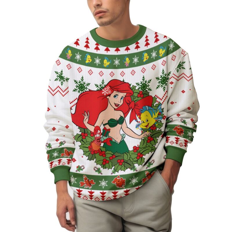 Hooktab Ariel The Little Mermaid Ugly Christmas Sweater Hooktab Ariel The Little Mermaid Ugly Christmas Sweater