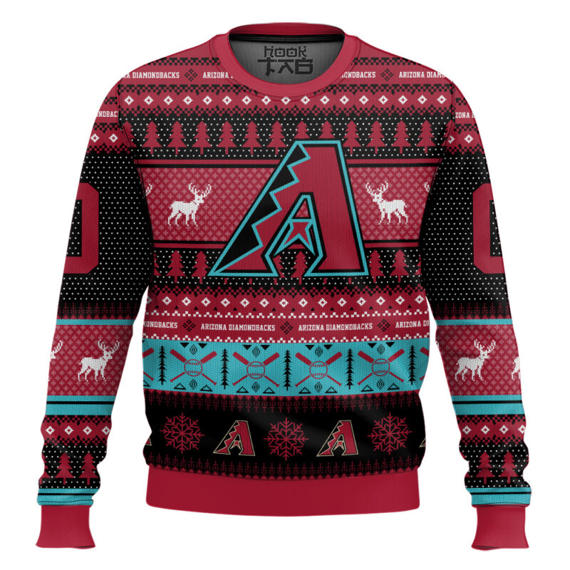 Hooktab Arizona Diamondbacks - Custom Name And Number Ugly Sweater