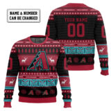 Hooktab Arizona Diamondbacks - Custom Name And Number Ugly Sweater