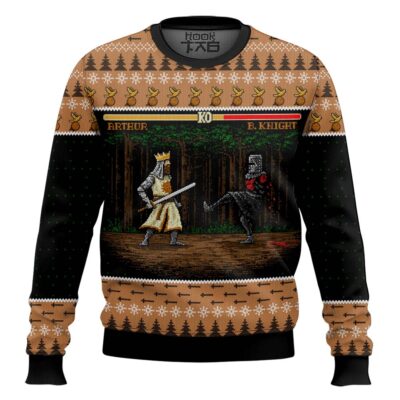 Hooktab Arthur Vs Black Knight Pixel Monty Python Ugly Christmas Sweater