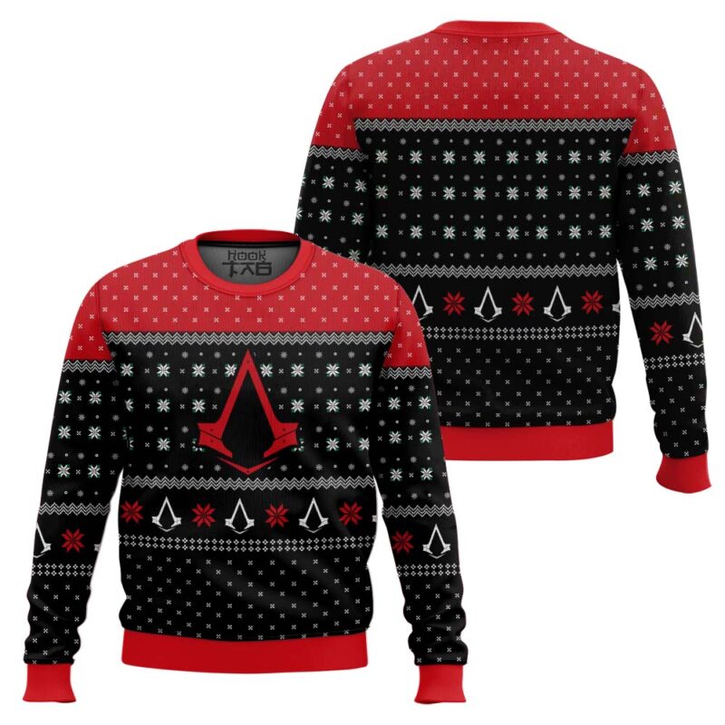 Hooktab Assassin's Creed Insignia Symbol Ugly Christmas Sweater Hooktab Assassin's Creed Insignia Symbol Ugly Christmas Sweater