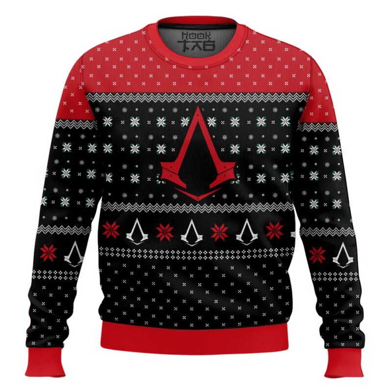Hooktab Assassin's Creed Insignia Symbol Ugly Christmas Sweater