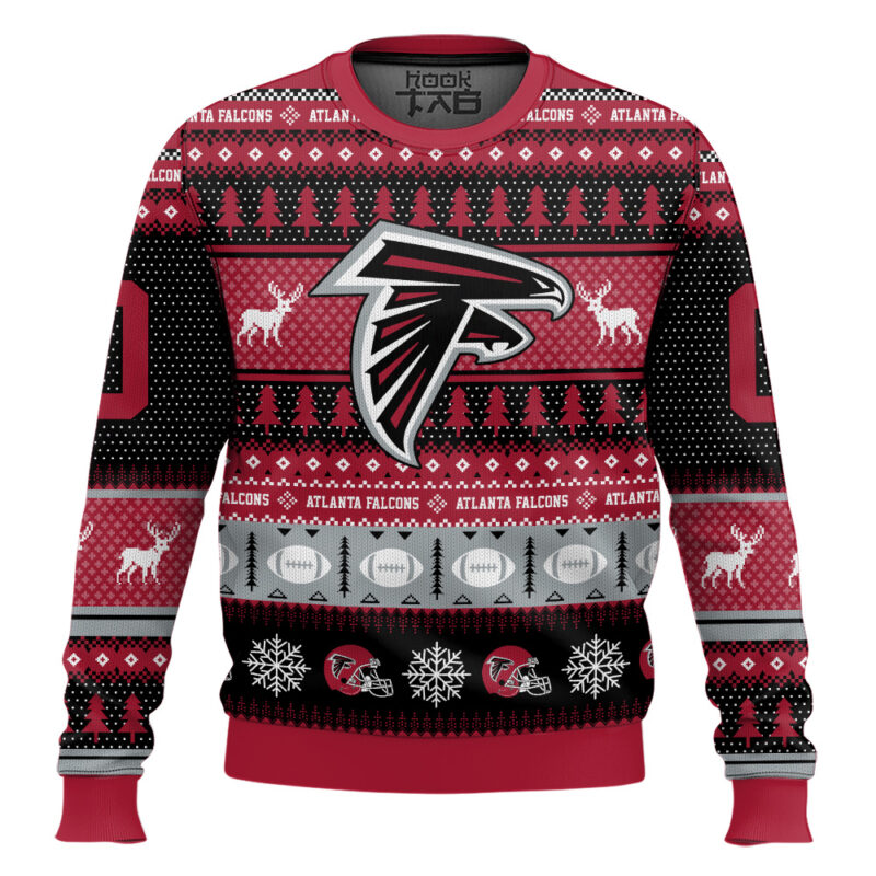Hooktab Atlanta Falcons - Custom Name And Number Ugly Sweater
