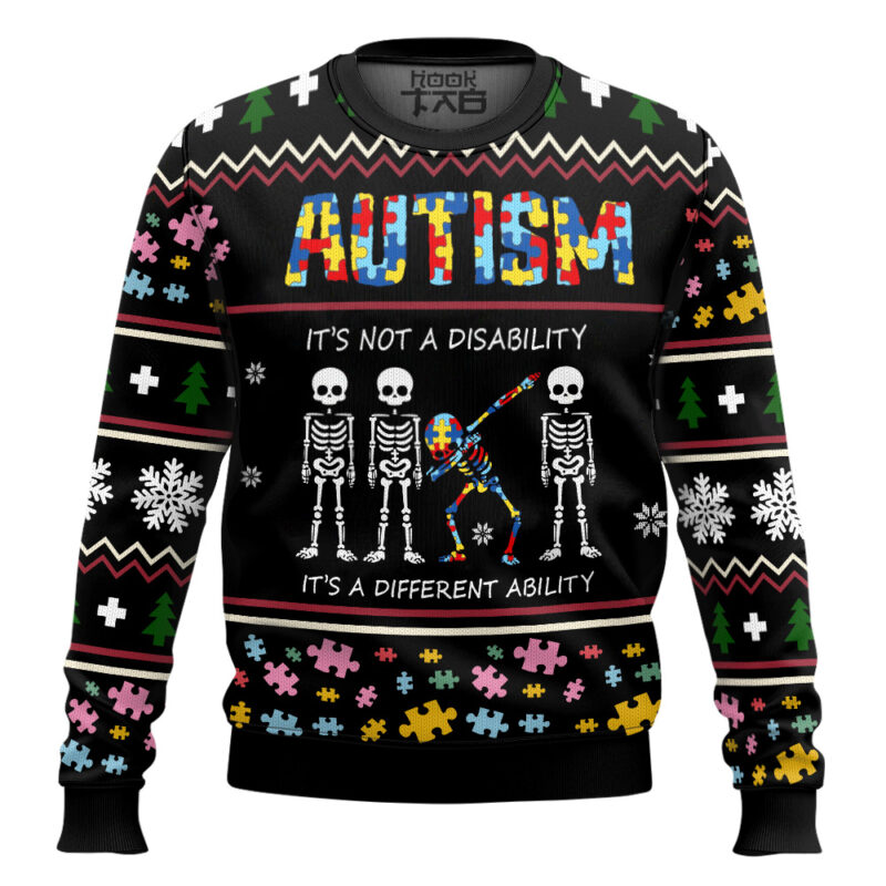 Hooktab Autism Is Not Disability Ugly Christmas Sweater