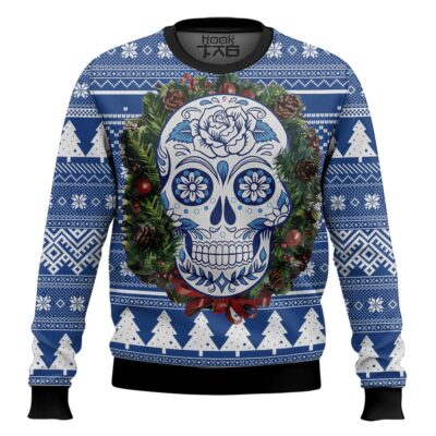 Hooktab Awesome Sugar Skull Ugly Christmas Sweater