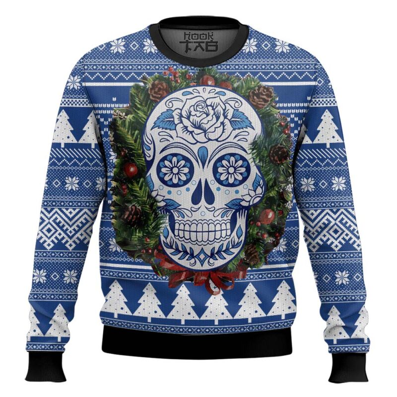 Hooktab Awesome Sugar Skull Ugly Christmas Sweater
