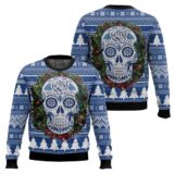 Hooktab Awesome Sugar Skull Ugly Christmas Sweater