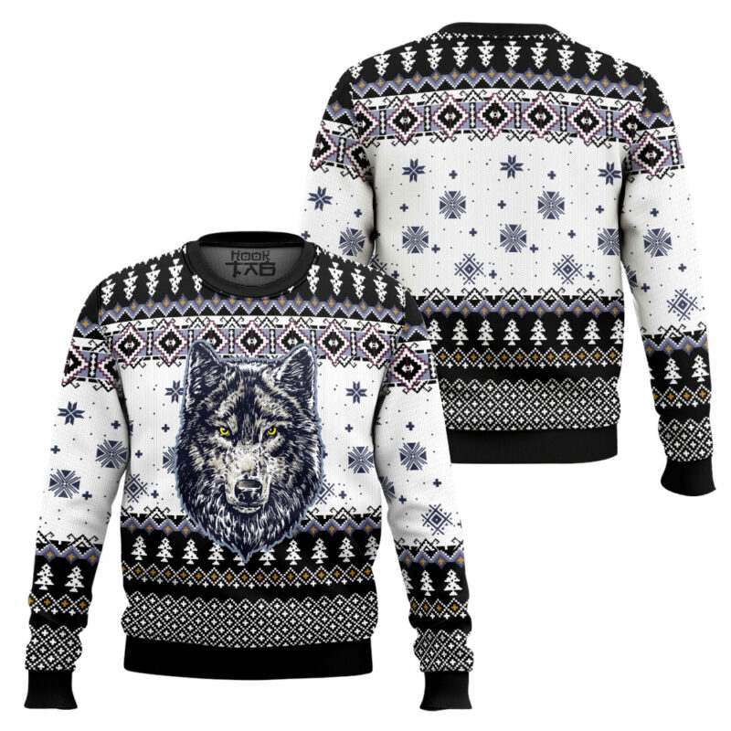 Hooktab Awesome Wolf Ugly Christmas Sweater Hooktab Awesome Wolf Ugly Christmas Sweater