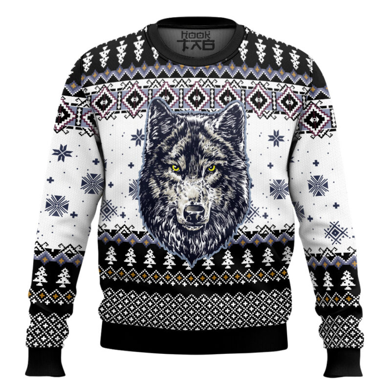 Hooktab Awesome Wolf Ugly Christmas Sweater