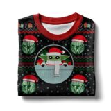 Hooktab Baby Yoda And Mandalorian Star Wars Ugly Christmas Sweater
