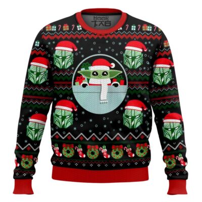 Hooktab Baby Yoda And Mandalorian Star Wars Ugly Christmas Sweater