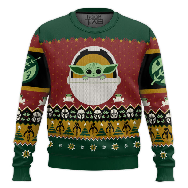 Hooktab Baby Yoda Grogu Star Wars Ugly Christmas Sweater