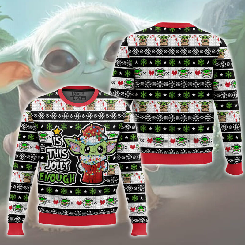 Hooktab Baby Yoda Is This Jolly Enoguh Star Wars Ugly Christmas Sweater Hooktab Baby Yoda Is This Jolly Enoguh Star Wars Ugly Christmas Sweater