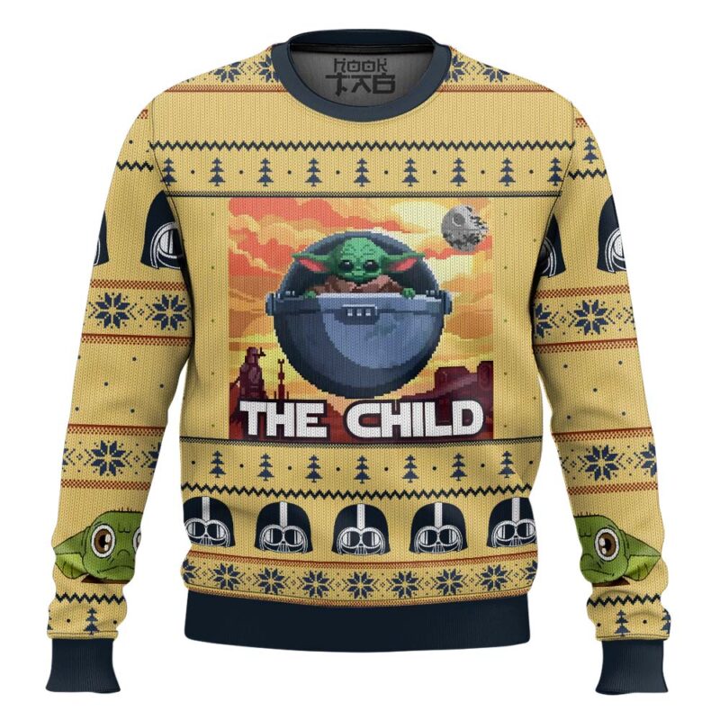 Hooktab Baby Yoda The Child Mandalorion Star Wars Ugly Christmas Sweater
