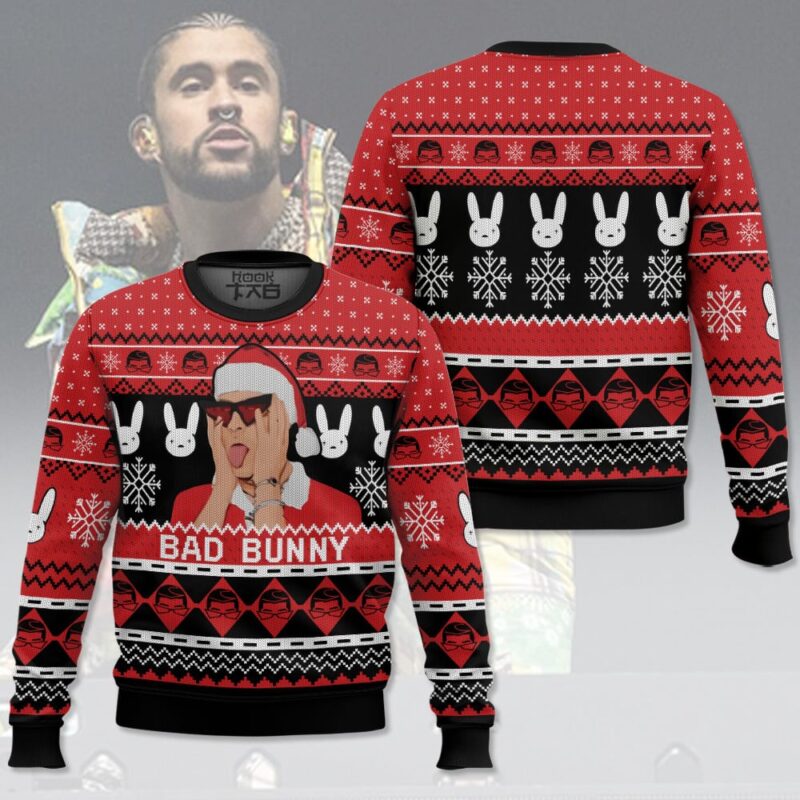 Hooktab Bad Bunny Ugly Christmas Sweater Hooktab Bad Bunny Ugly Christmas Sweater