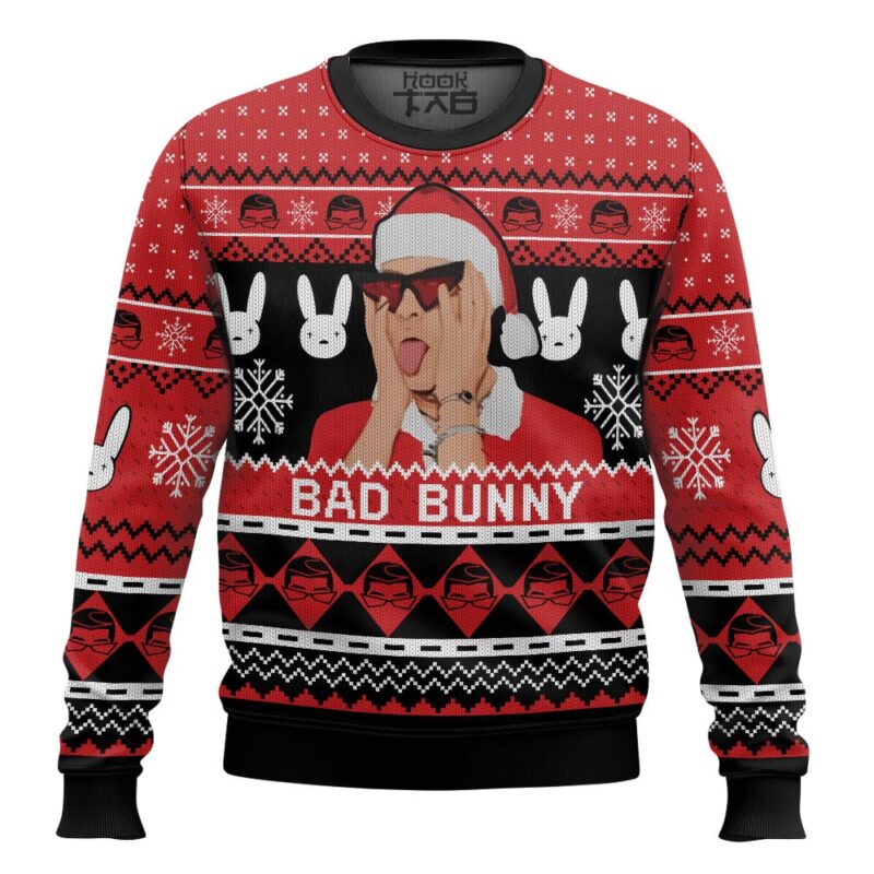 Hooktab Bad Bunny Ugly Christmas Sweater