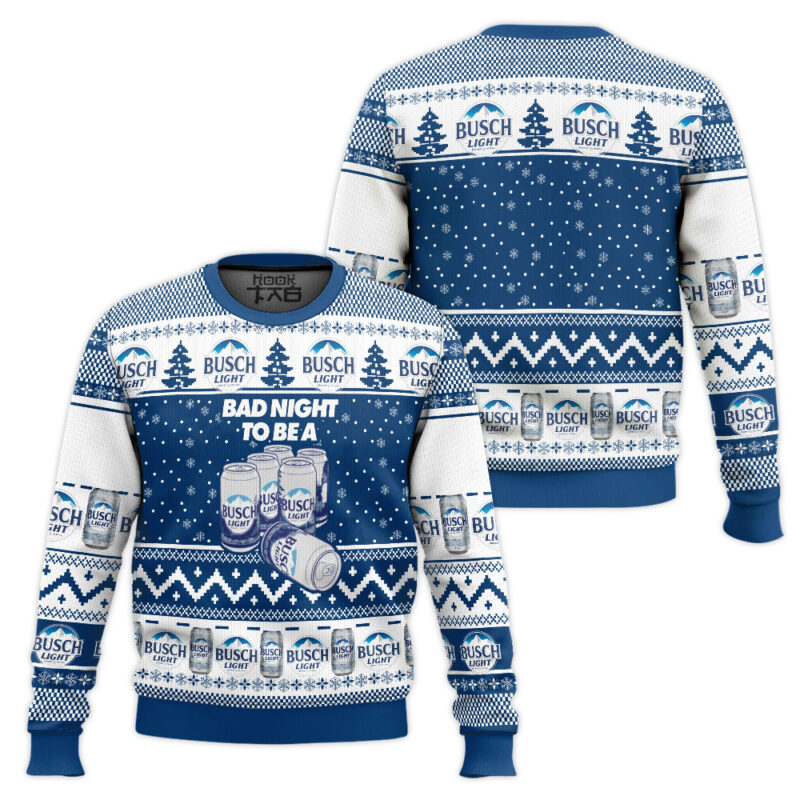 Hooktab Bad Night To Be A Busch Light Ugly Christmas Sweater Hooktab Bad Night To Be A Busch Light Ugly Christmas Sweater