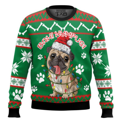 Hooktab Bah! Humpug Cute Pug Ugly Christmas Sweater