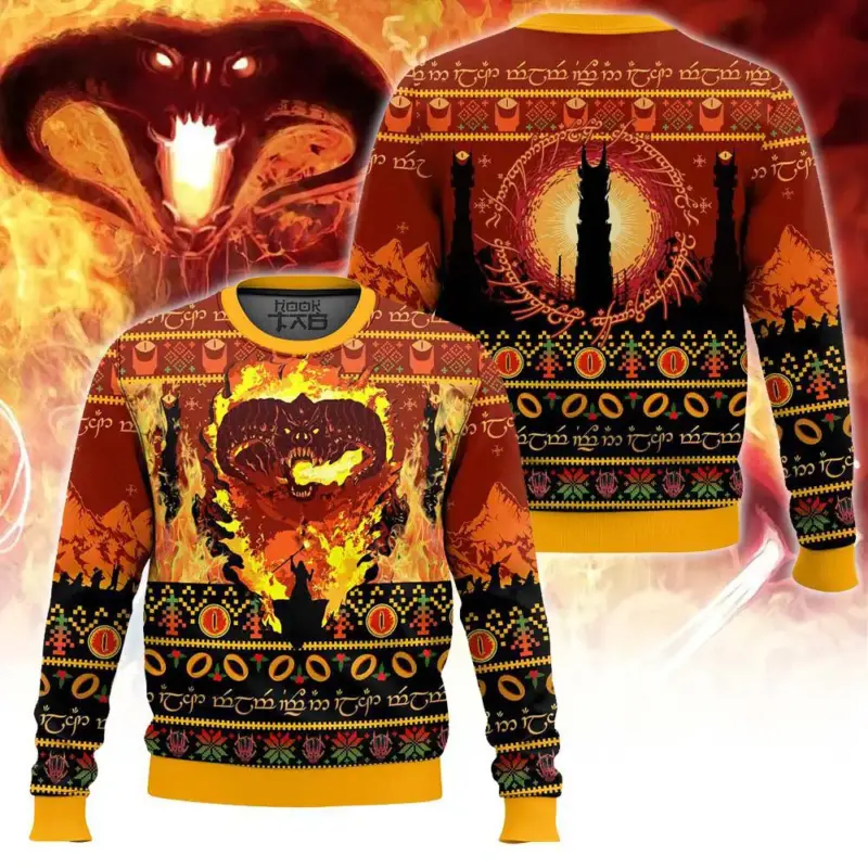 Hooktab Balrog Flame Of Udûn The Lord Of The Ring Ugly Christmas Sweater Hooktab Balrog Flame Of Udûn The Lord Of The Ring Ugly Christmas Sweater
