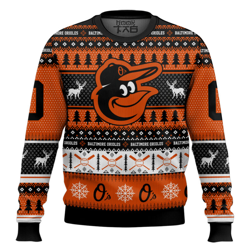 Hooktab Baltimore Orioles - Custom Name And Number Ugly Sweater