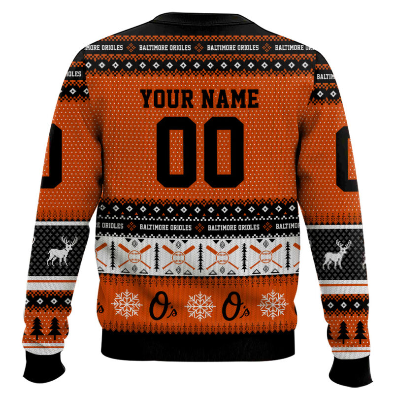 Hooktab Baltimore Orioles - Custom Name And Number Ugly Sweater Hooktab Baltimore Orioles - Custom Name And Number Ugly Sweater