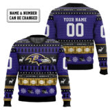 Hooktab Baltimore Ravens - Custom Name And Number Ugly Sweater