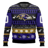 Hooktab Baltimore Ravens - Custom Name And Number Ugly Sweater