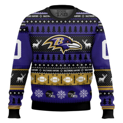 Hooktab Baltimore Ravens - Custom Name And Number Ugly Sweater