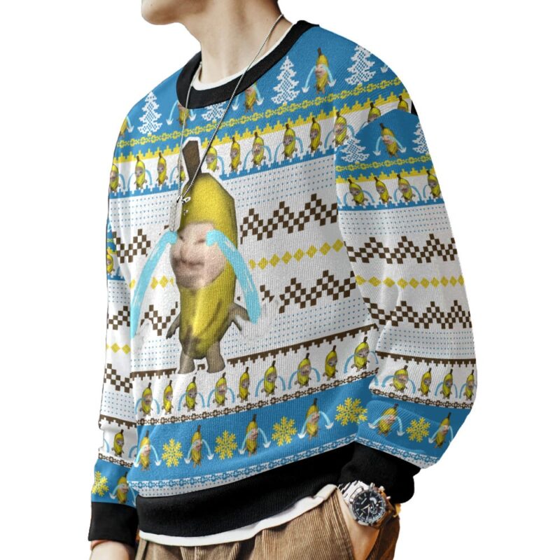 Hooktab Banana Cat Crying Meme Ugly Christmas Sweater Hooktab Banana Cat Crying Meme Ugly Christmas Sweater
