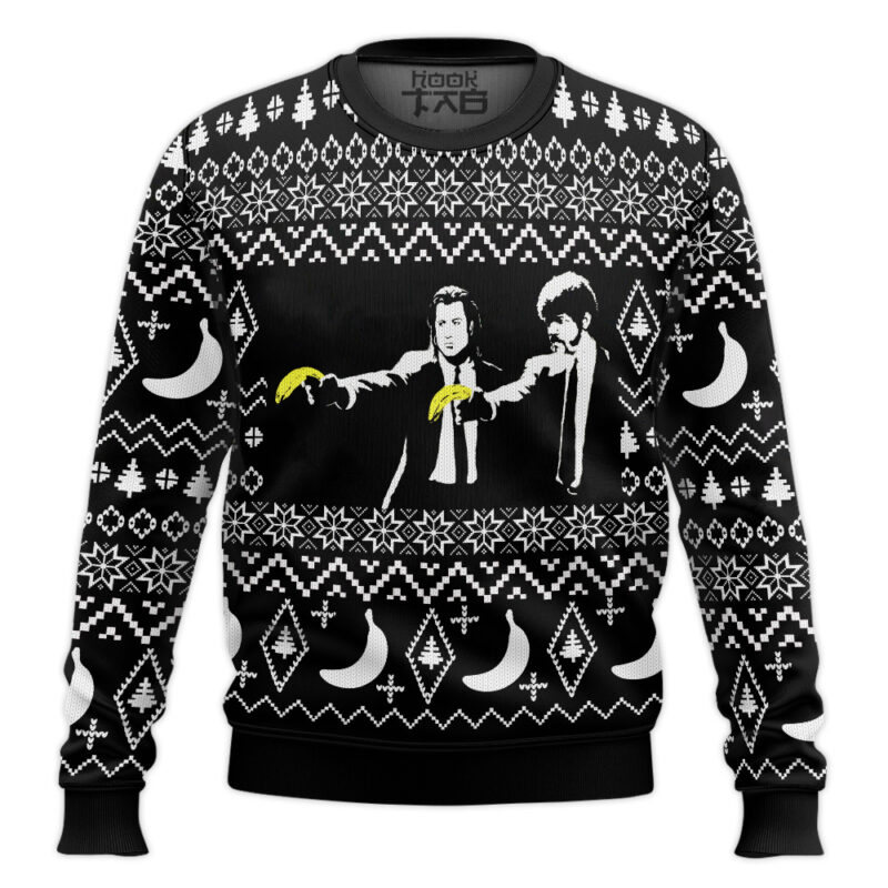 Hooktab Banana Gun Pulp Fiction Ugly Christmas Sweater