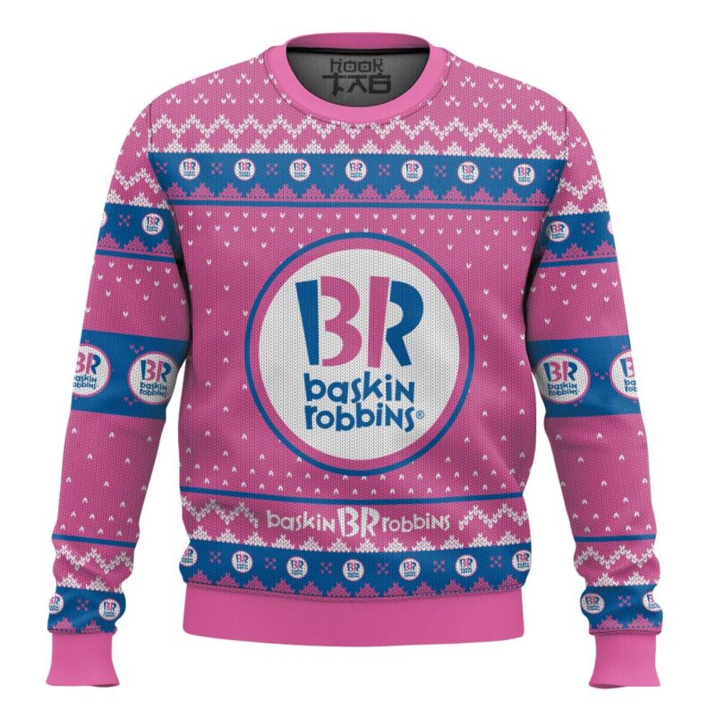 Hooktab Baskin Robbins Ice Cream Ugly Christmas Sweater Hooktab Baskin Robbins Ice Cream Ugly Christmas Sweater