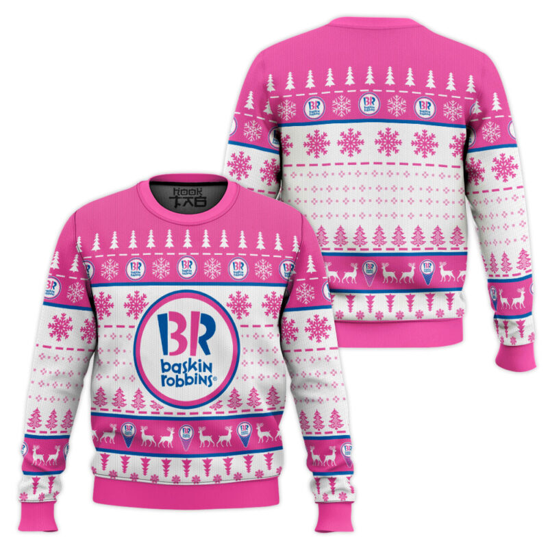 Hooktab Baskin Robbins Ugly Christmas Sweater Hooktab Baskin Robbins Ugly Christmas Sweater