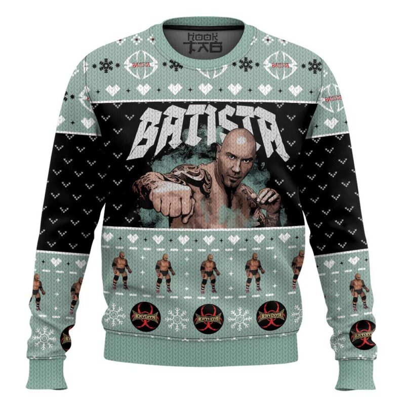 Hooktab Batista WWE Ugly Christmas Sweater