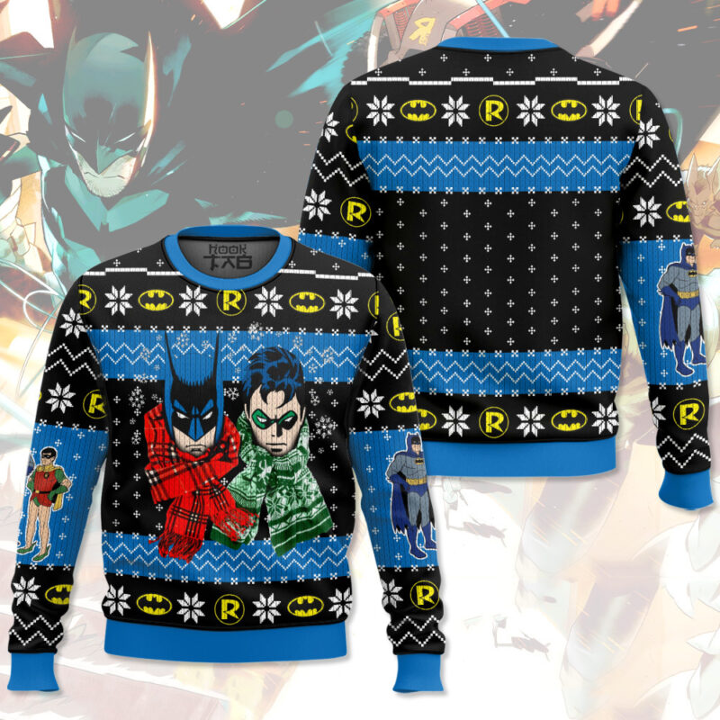 Hooktab Batman And Robin Ugly Christmas Sweater Hooktab Batman And Robin Ugly Christmas Sweater