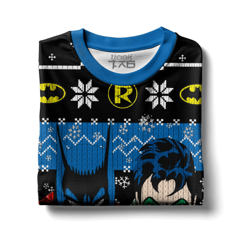 Hooktab Batman And Robin Ugly Christmas Sweater Hooktab Batman And Robin Ugly Christmas Sweater