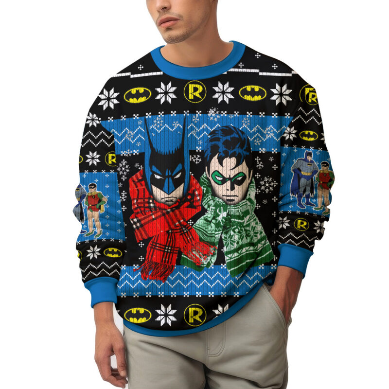 Hooktab Batman And Robin Ugly Christmas Sweater Hooktab Batman And Robin Ugly Christmas Sweater