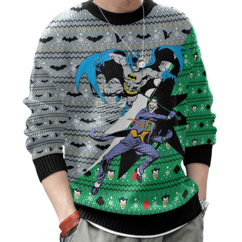 Hooktab Batman VS Joker Ugly Christmas Sweater Hooktab Batman VS Joker Ugly Christmas Sweater