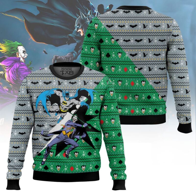 Hooktab Batman VS Joker Ugly Christmas Sweater Hooktab Batman VS Joker Ugly Christmas Sweater