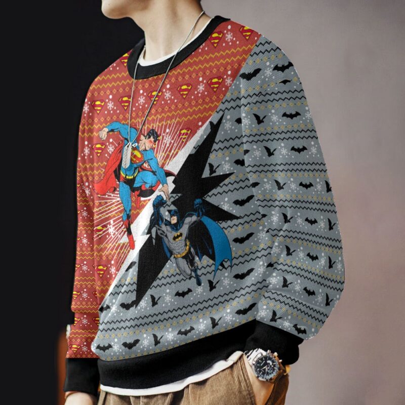 Hooktab Batman Vs Superman Ugly Christmas Sweater Hooktab Batman Vs Superman Ugly Christmas Sweater