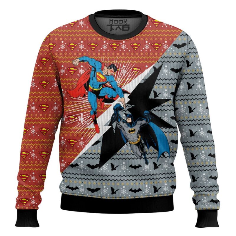 Hooktab Batman Vs Superman Ugly Christmas Sweater Hooktab Batman Vs Superman Ugly Christmas Sweater