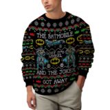 Hooktab Batmobile Lost Its Wheel And Joker Got Away Ugly Christmas Sweater