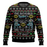 Hooktab Batmobile Lost Its Wheel And Joker Got Away Ugly Christmas Sweater