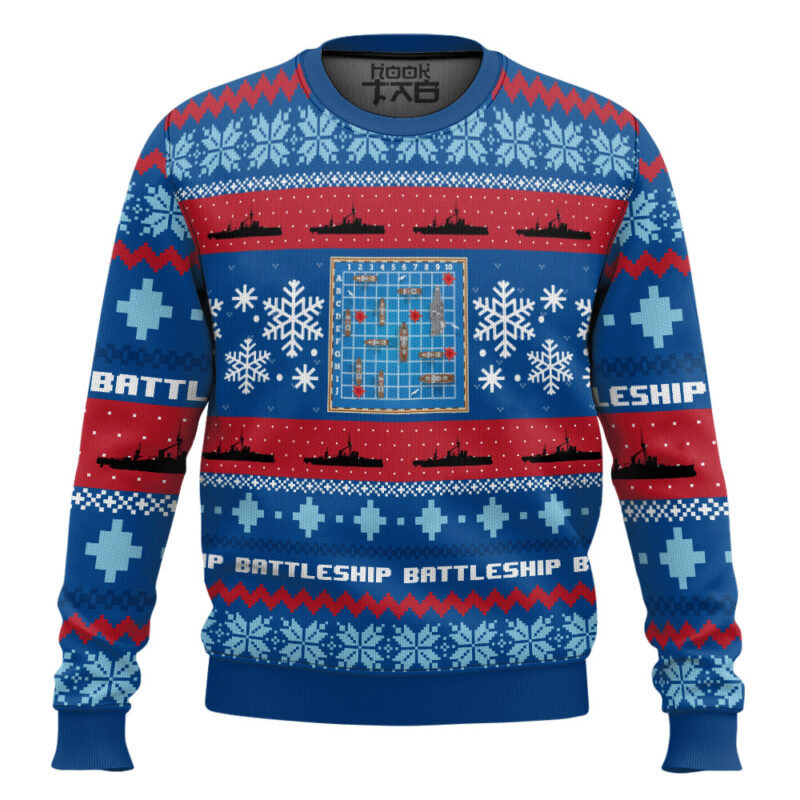 Hooktab Battleship Board Games Ugly Christmas Sweater