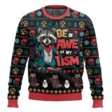 Hooktab Be In Awe Of My Tism Rocket Raccoon Ugly Christmas Sweater