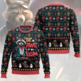 Hooktab Be In Awe Of My Tism Rocket Raccoon Ugly Christmas Sweater